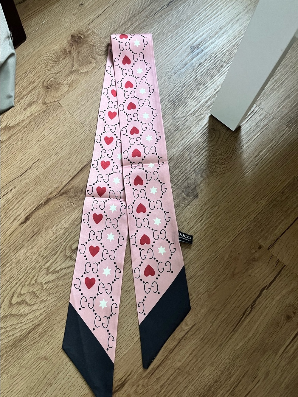 Gucci GG heart & star silk neck scarf / twilly